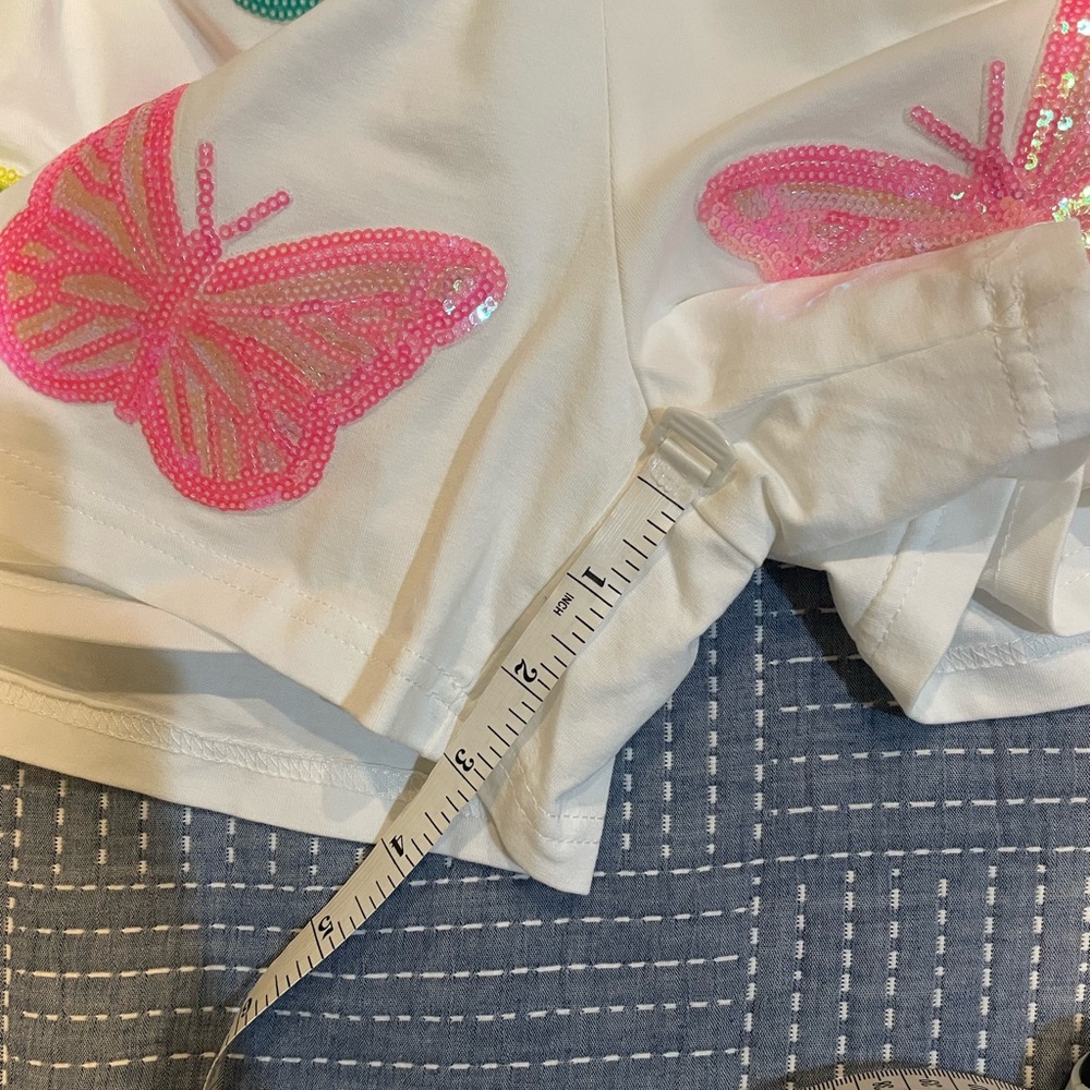 Colorful Butterfly Sequin Top and Shorts Set boutique size Large - Picture 7 of 8